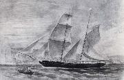 Frederick Garling Shooner in full sail,leaving Sydney Harbour oil painting